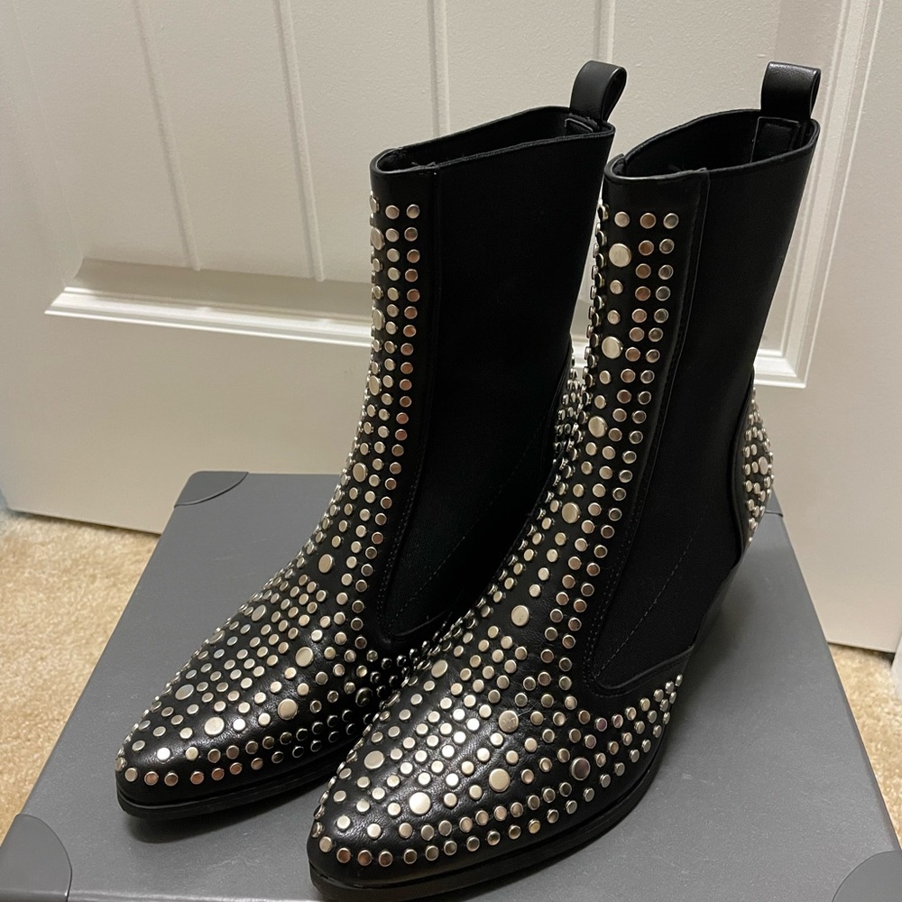 Topshop black studded boots